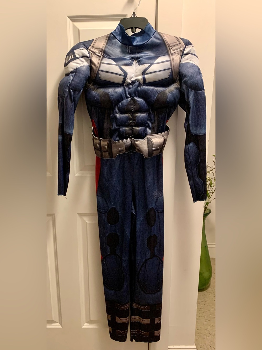 Boys Marvel Captain America Blue and White Muscle Kids Superhero Costume